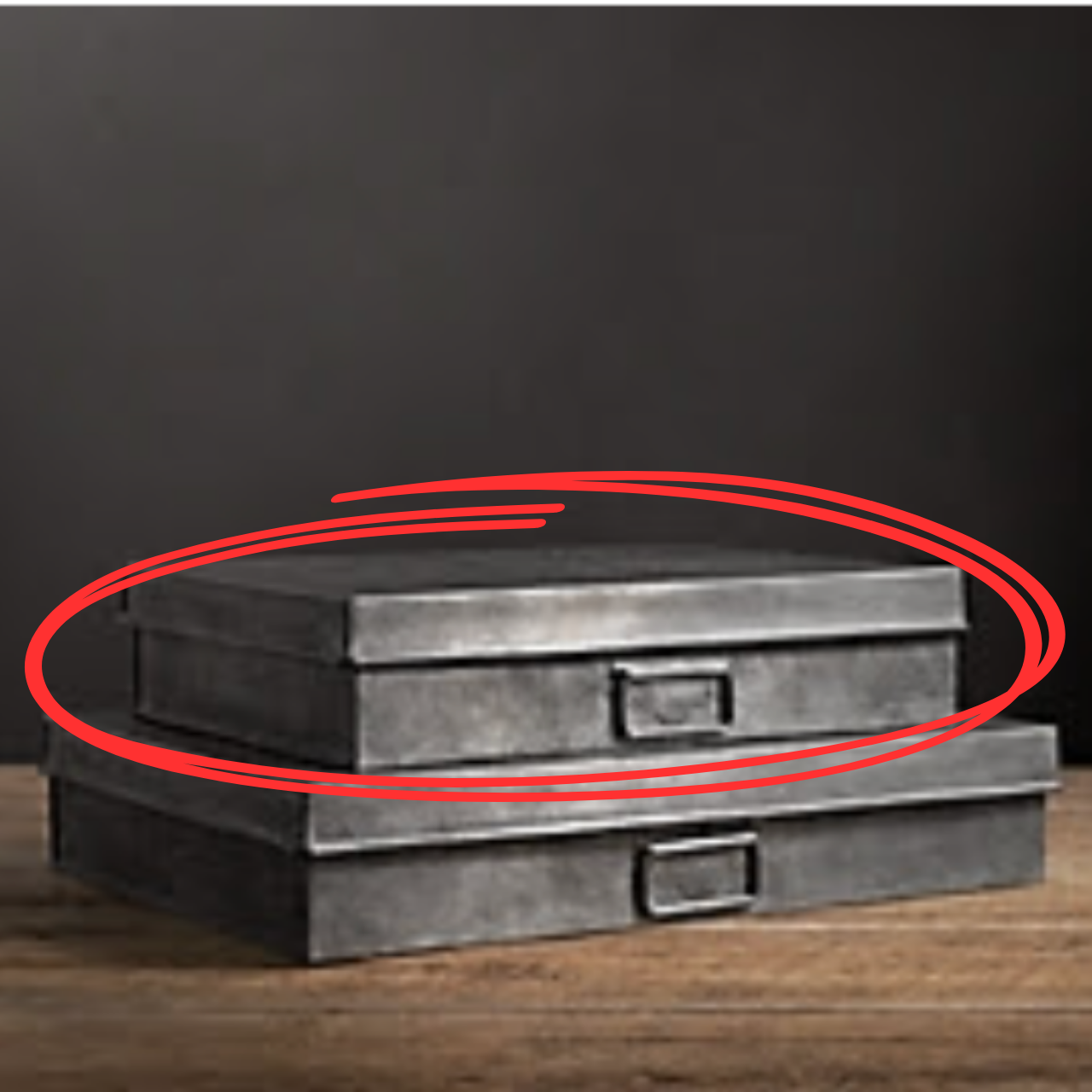 Restoration Hardware Industrial Metal Office Storage Document Box - Small