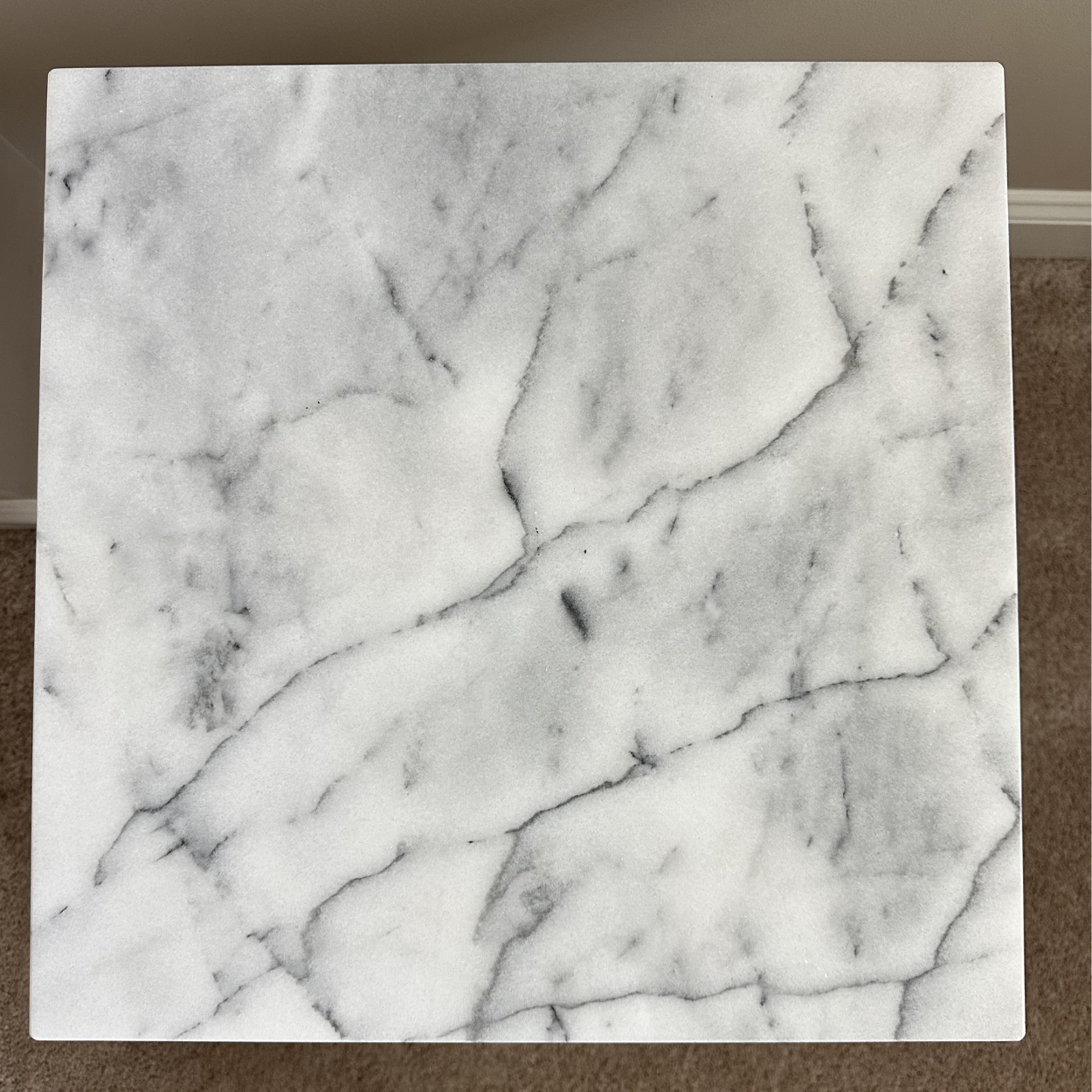 CB2 Smart Chrome C Table with White Marble Top, Set of 2