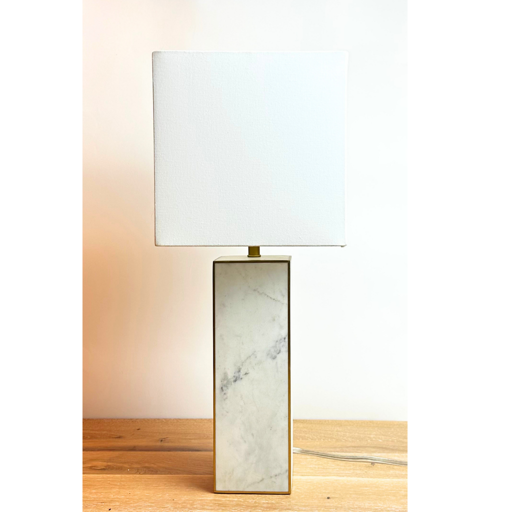 West Elm Square Column Marble Table Lamp