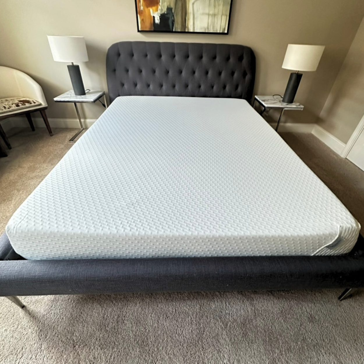CB2 Seraphina Grey Queen Bed, Armitage Grey