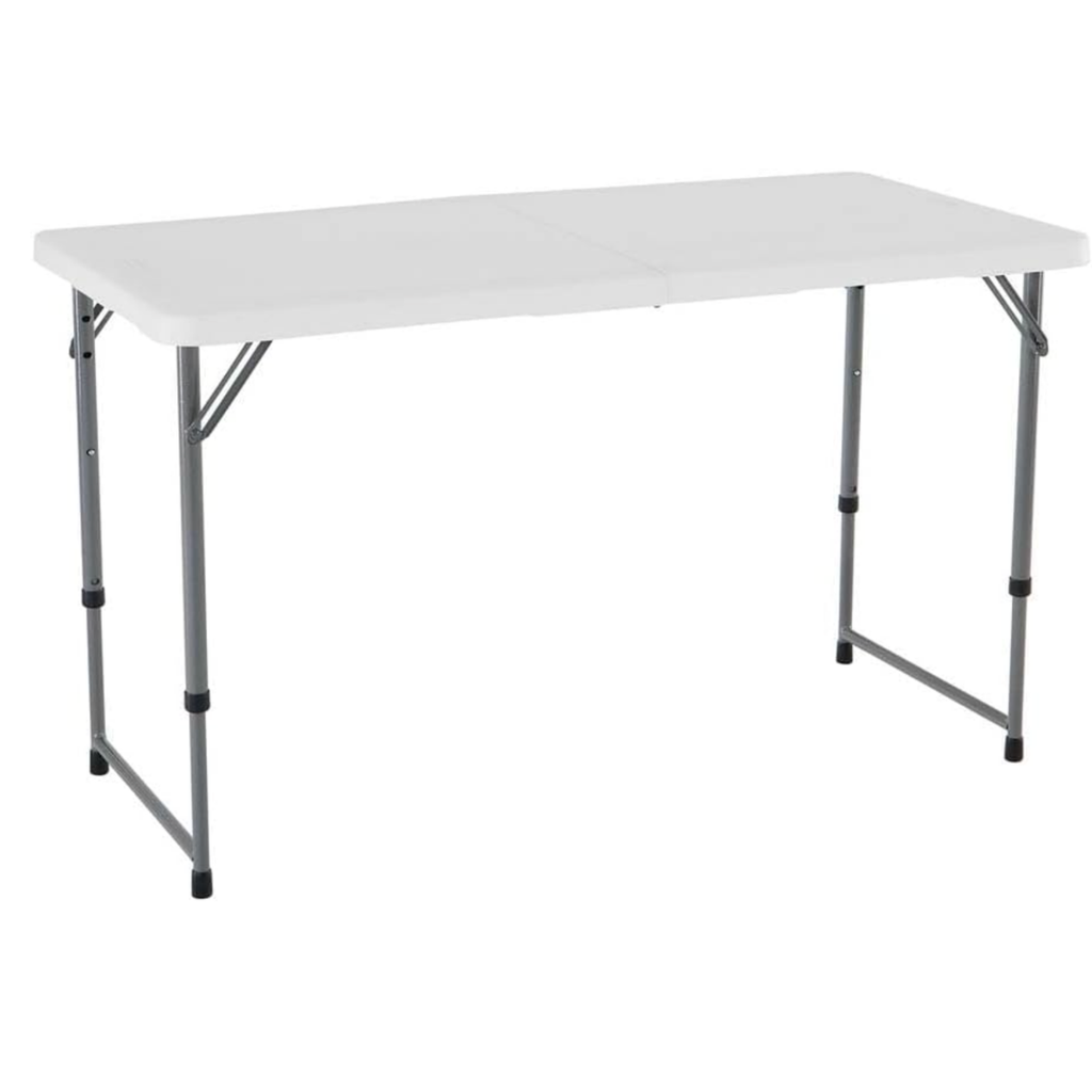 LIFETIME Fold-in-Half Adjustable Folding Table, 4 Foot