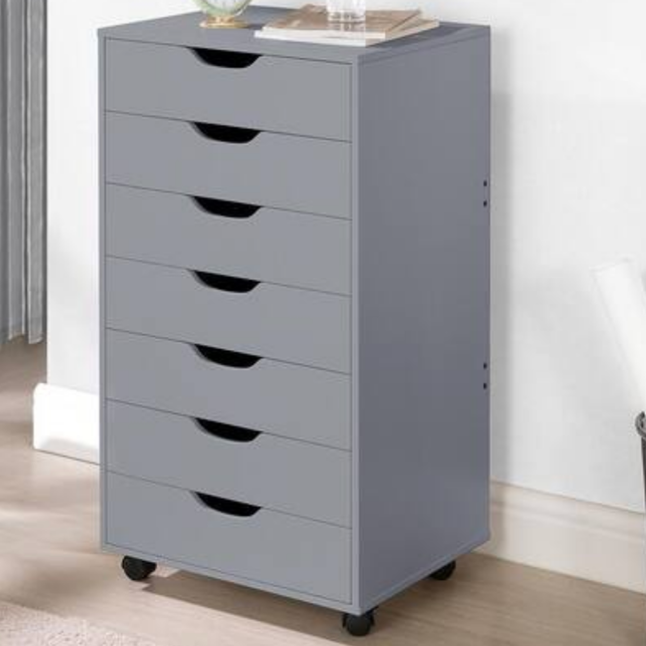 MAYKOOSH Gray 7-Drawer Office Storage File Cabinet on Wheels, Mobile Under Desk Filing Drawer, Craft Storage for Home, Office