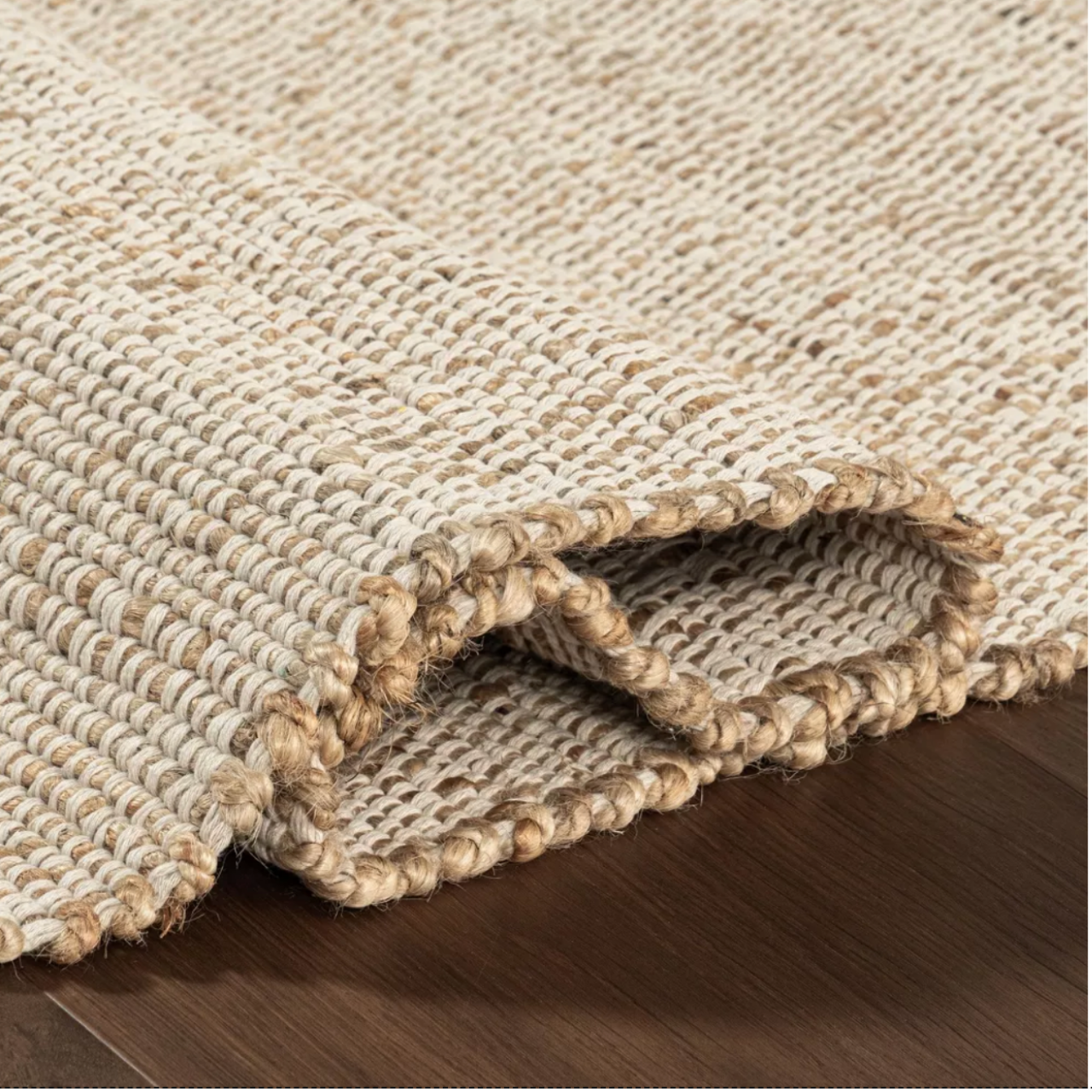 Nuloom 6' Square Elfriede Jute & Cotton Hand Woven Indoor Area Rug
