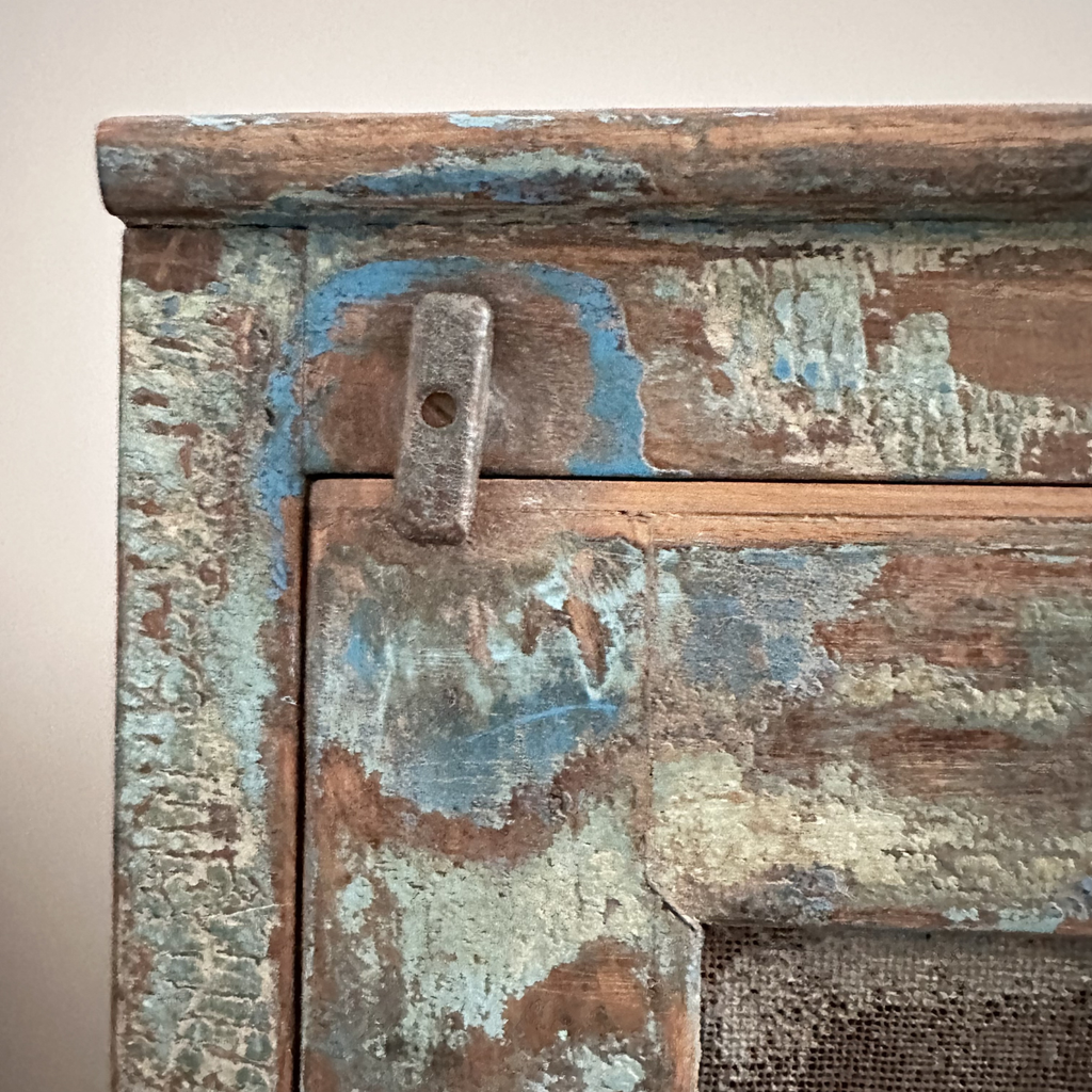 Vintage Rustic One Door Cabinet, Distressed Finish