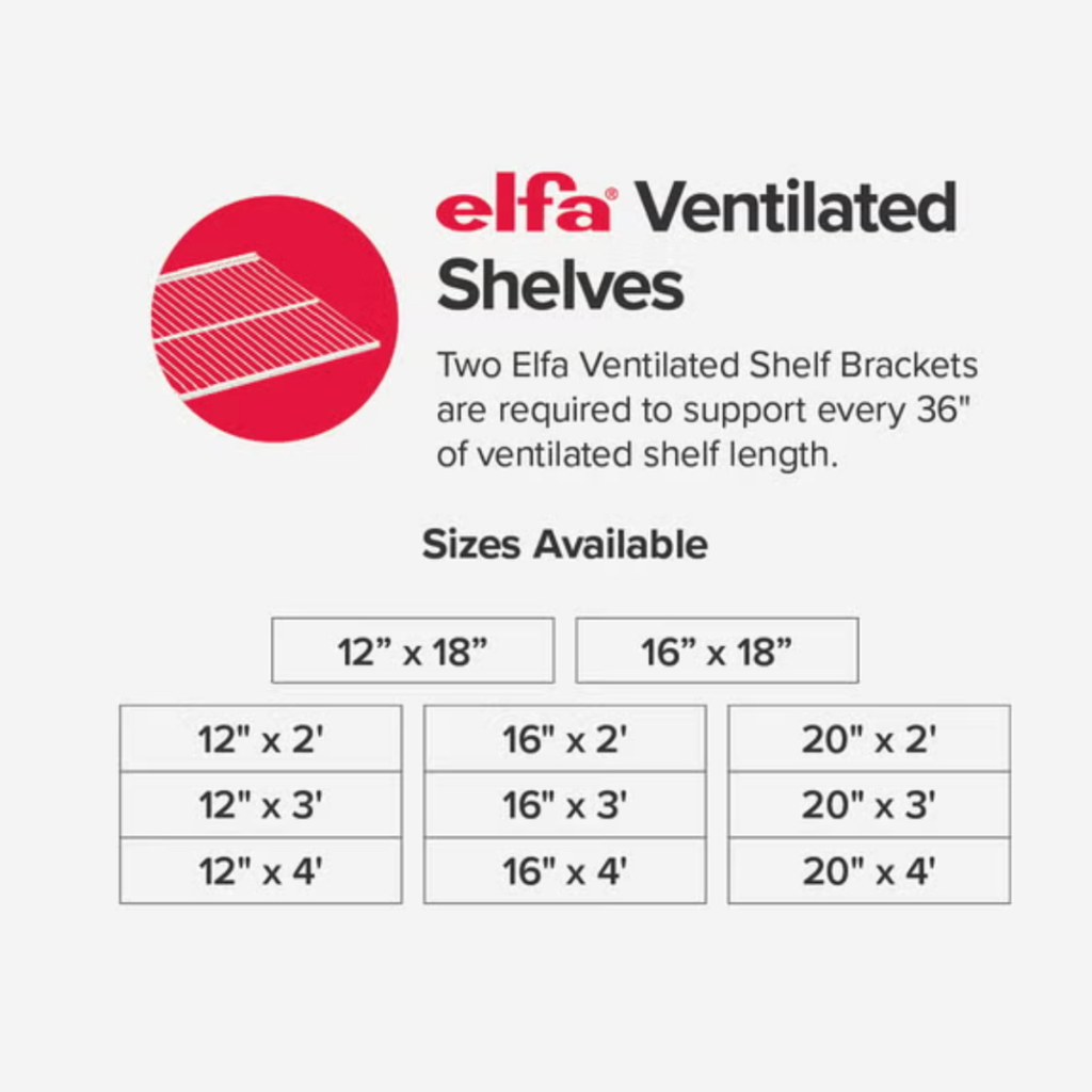 Container Store Elfa Ventilated Wire Shelves, Platinum