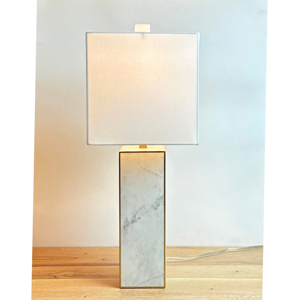 West Elm Square Column Marble Table Lamp