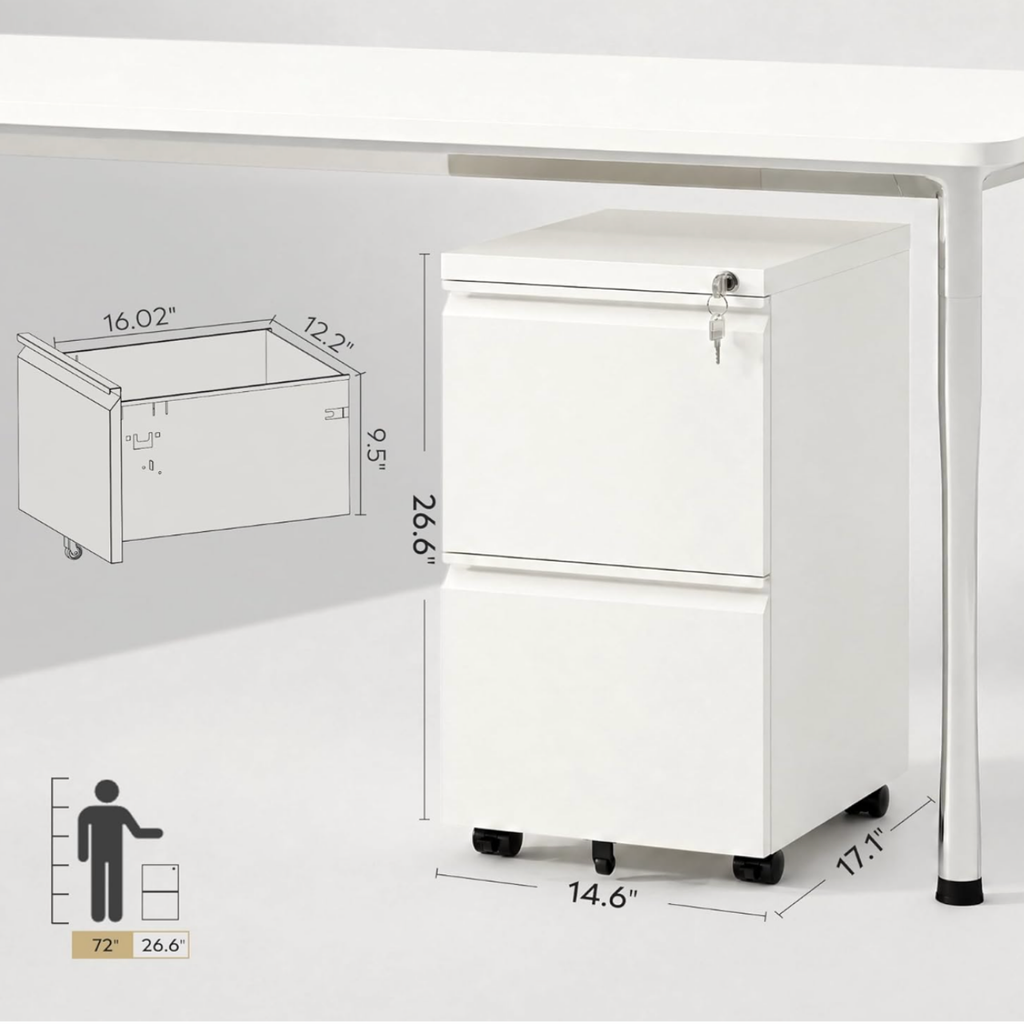 DEVAISE 2 Drawer Mobile File Cabinet with Lock
