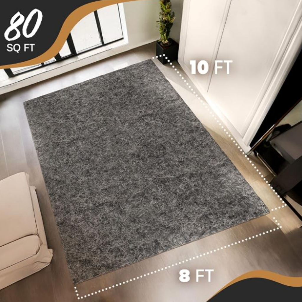Nevlers TPO Coated Felt Non-Slip Rug Pad 8' x 10' - Gray