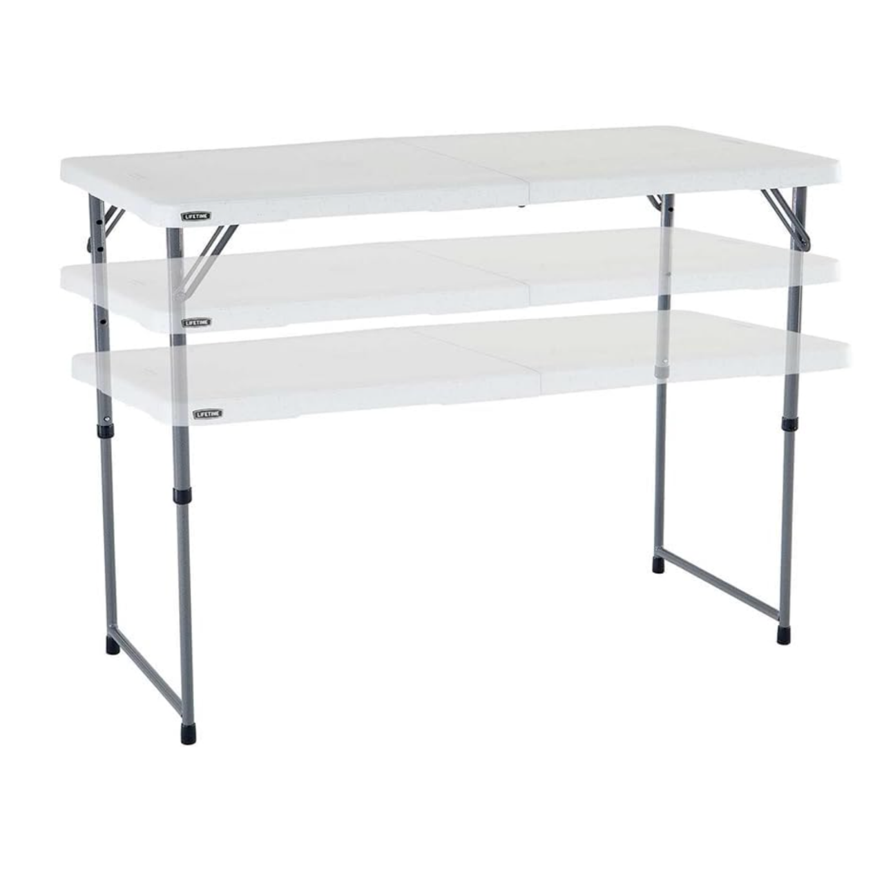 LIFETIME Fold-in-Half Adjustable Folding Table, 4 Foot