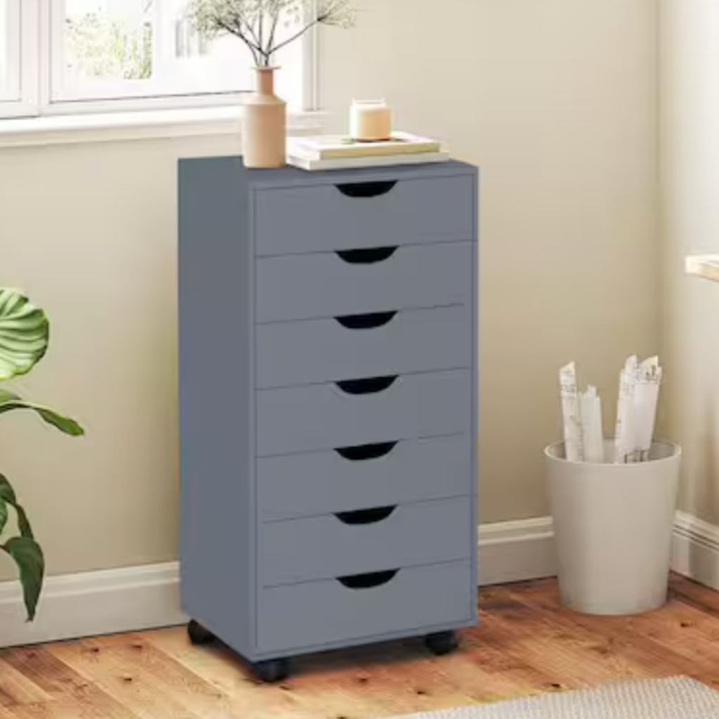 MAYKOOSH Gray 7-Drawer Office Storage File Cabinet on Wheels, Mobile Under Desk Filing Drawer, Craft Storage for Home, Office (Copy)
