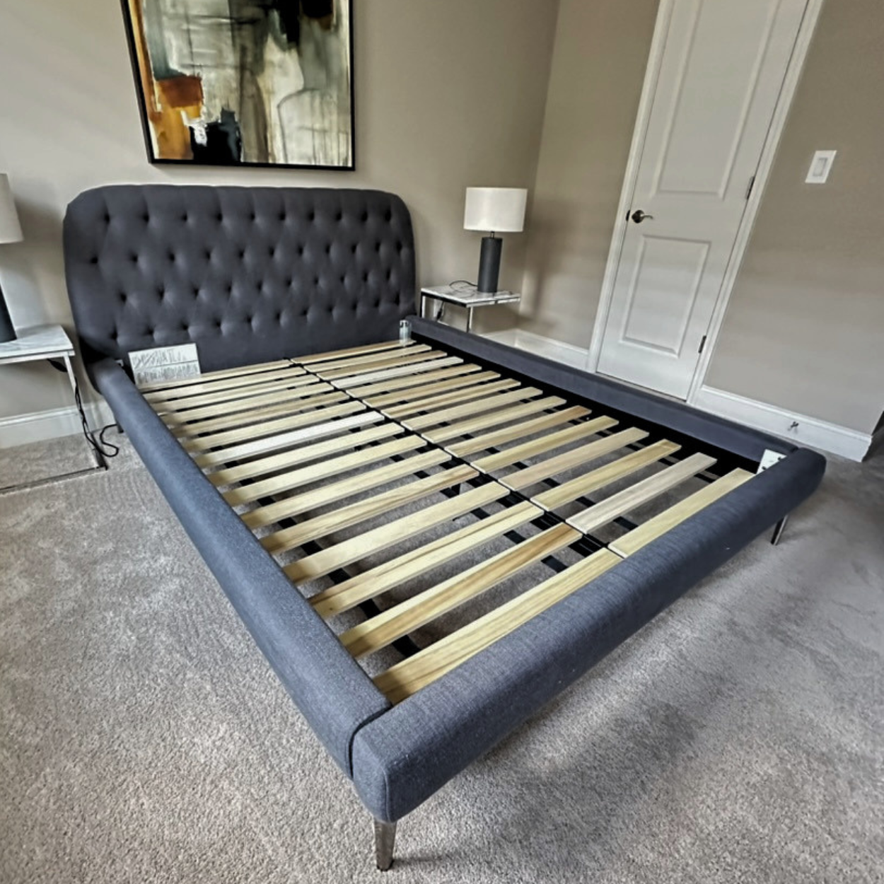 CB2 Seraphina Grey Queen Bed, Armitage Grey