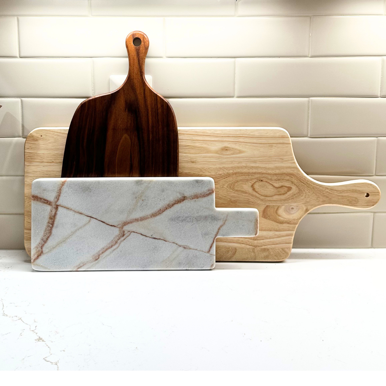 Crate & Barrel Tondo Natural Wood Paddle Serving Board