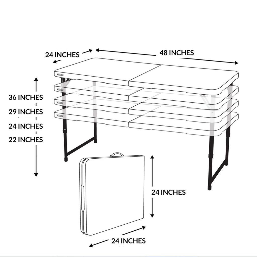 LIFETIME Fold-in-Half Adjustable Folding Table, 4 Foot