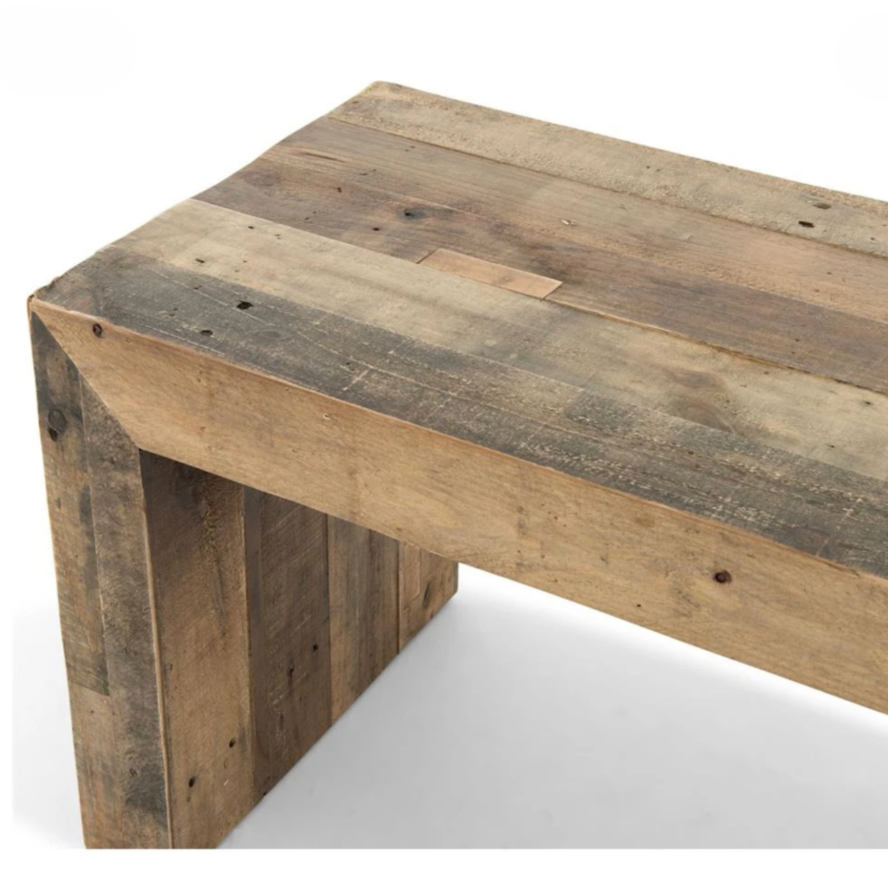 Wynn Modern Rustic Lodge Chunky Reclaimed Wood Bench