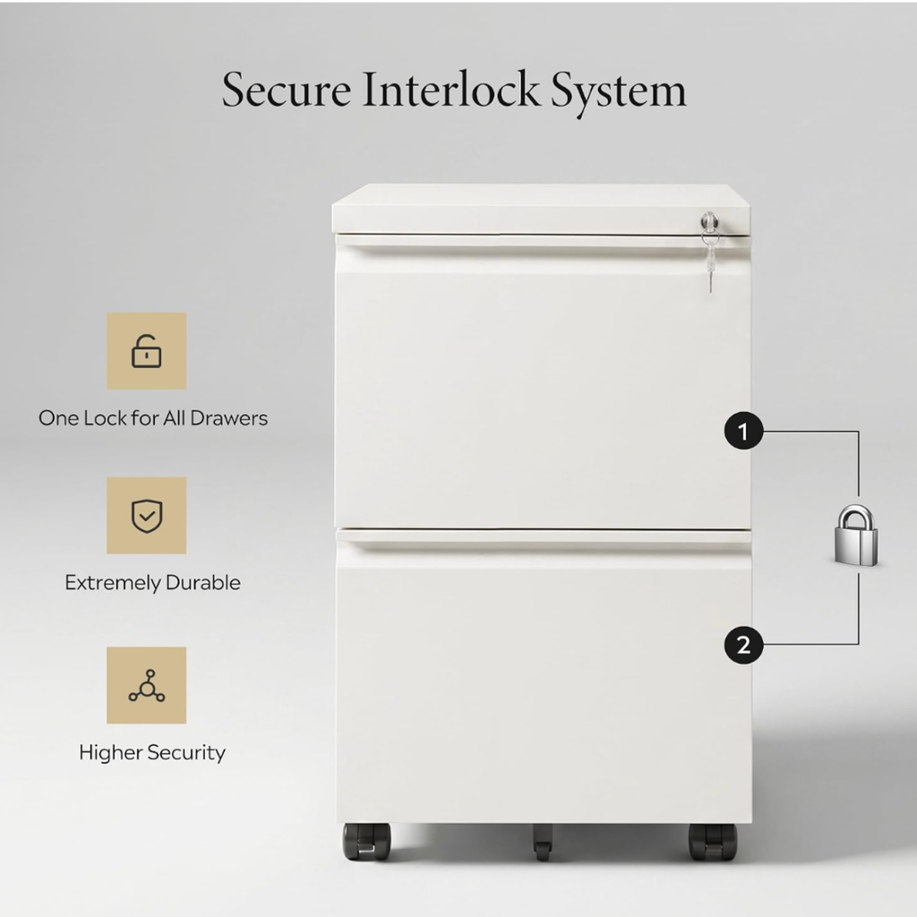 DEVAISE 2 Drawer Mobile File Cabinet with Lock