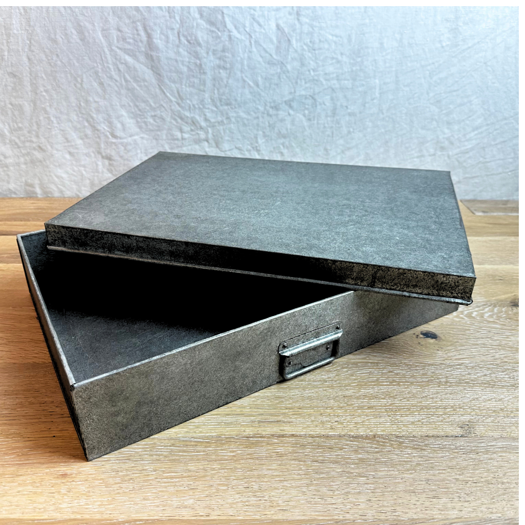 Restoration Hardware Industrial Metal Office Storage Document Box - Small