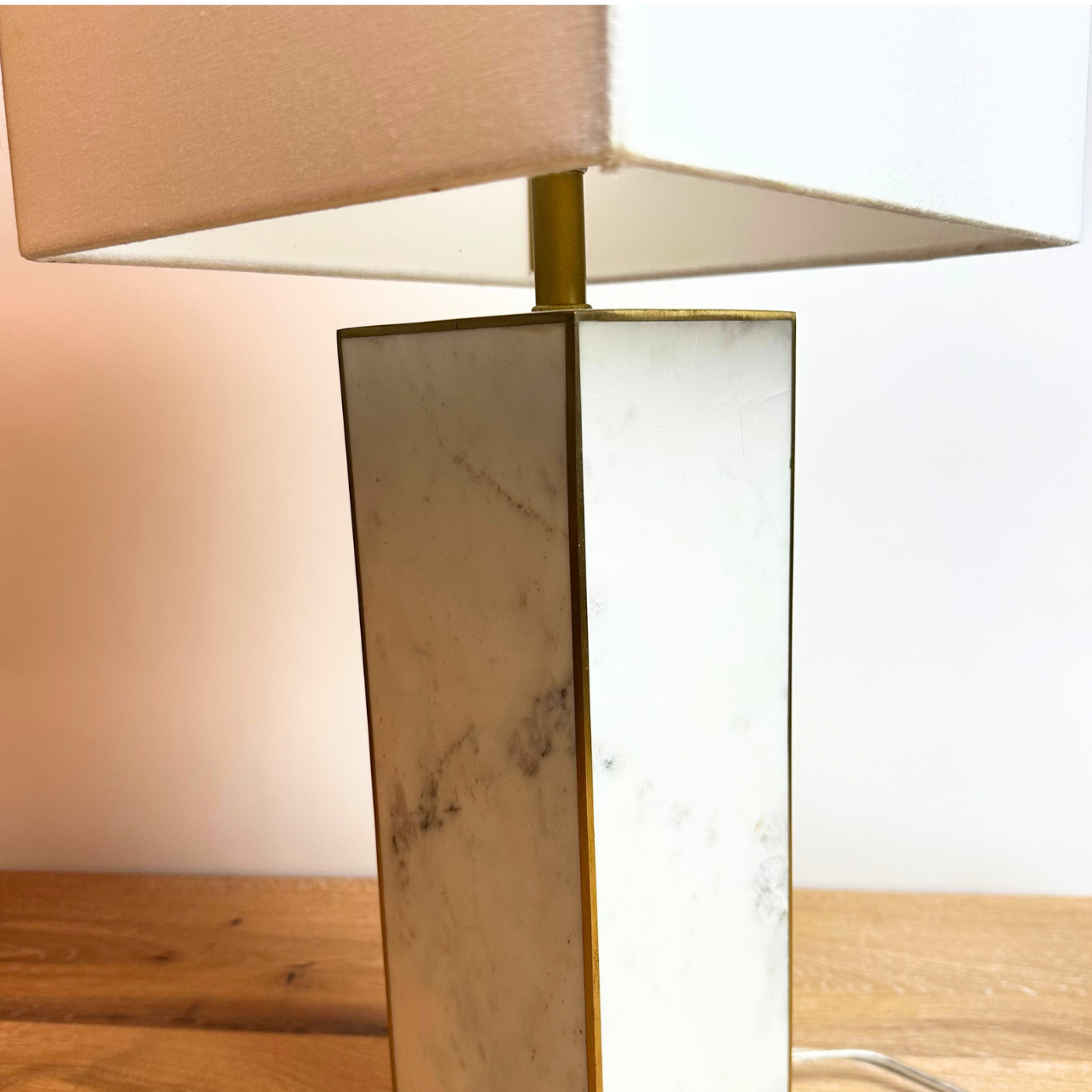 West Elm Square Column Marble Table Lamp