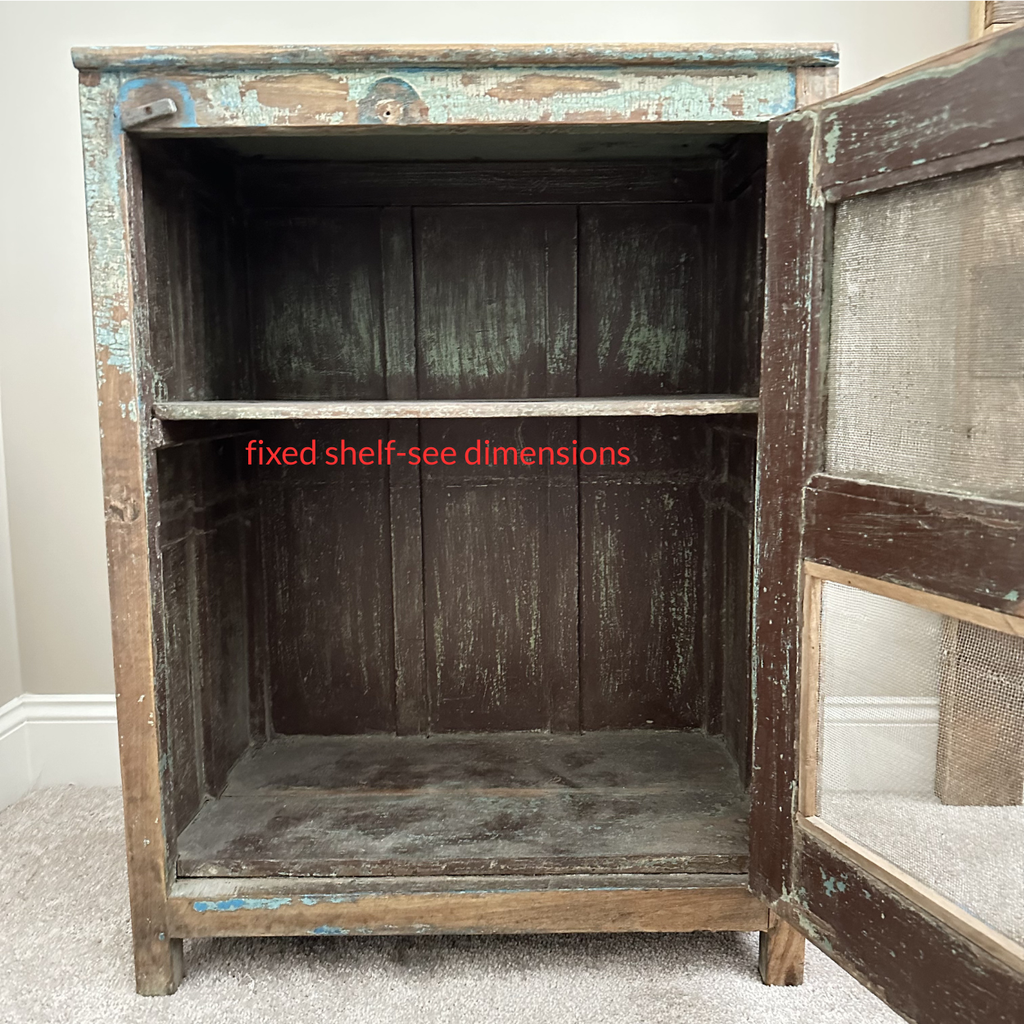 Vintage Rustic One Door Cabinet, Distressed Finish