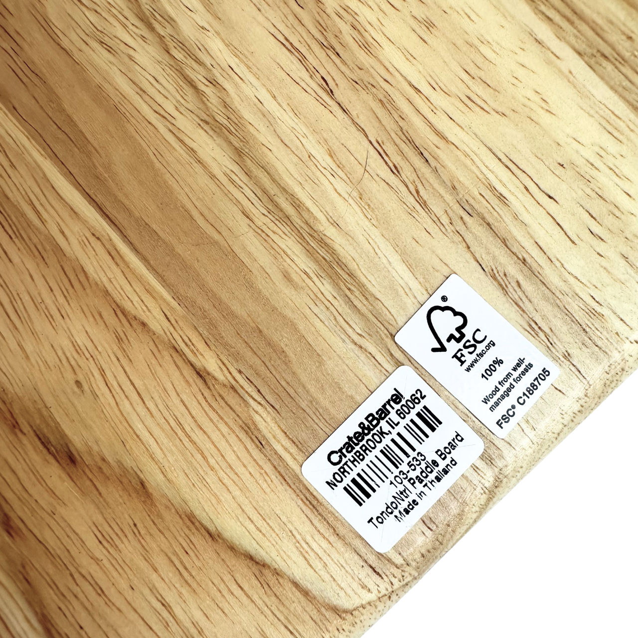 Crate & Barrel Tondo Natural Wood Paddle Serving Board