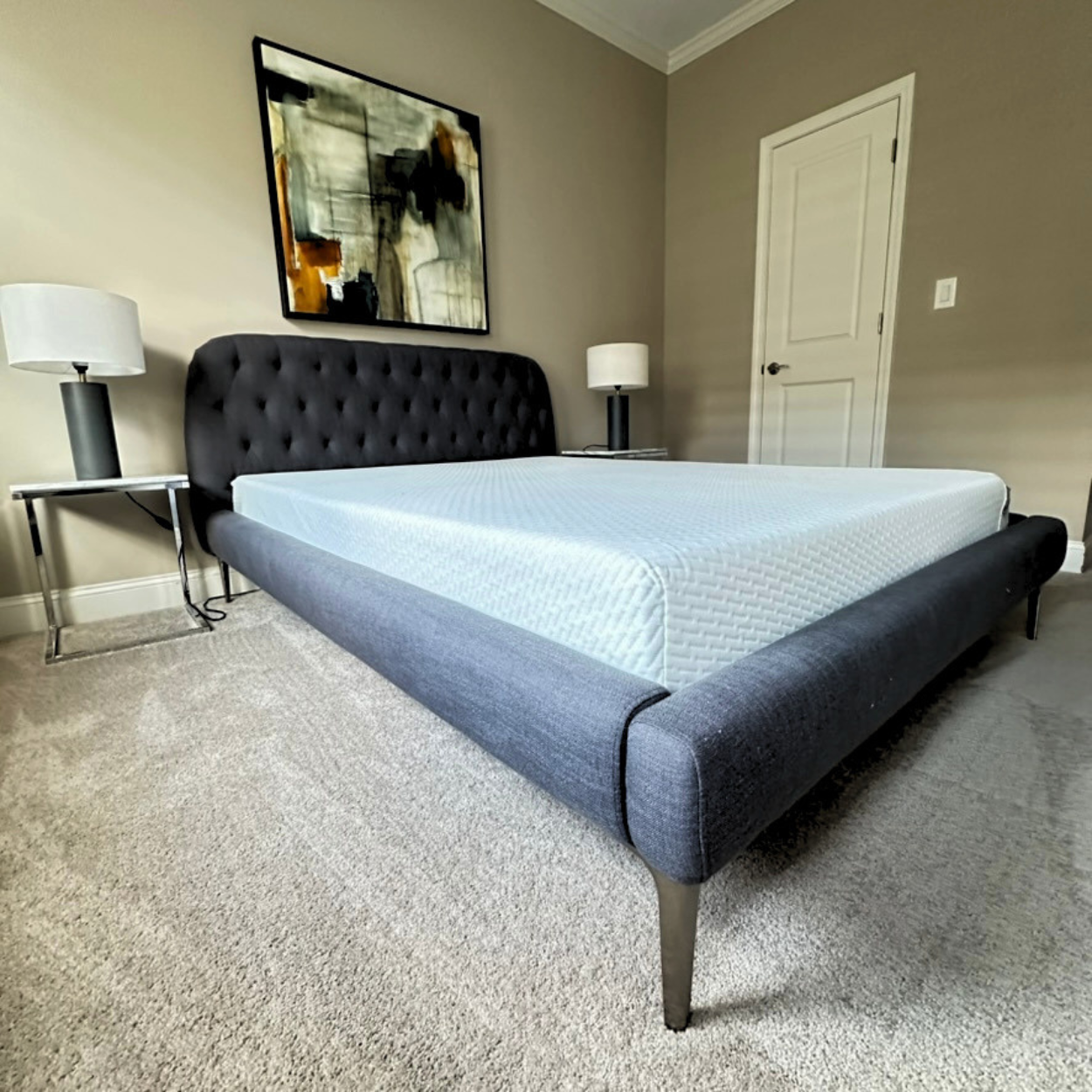 CB2 Seraphina Grey Queen Bed, Armitage Grey