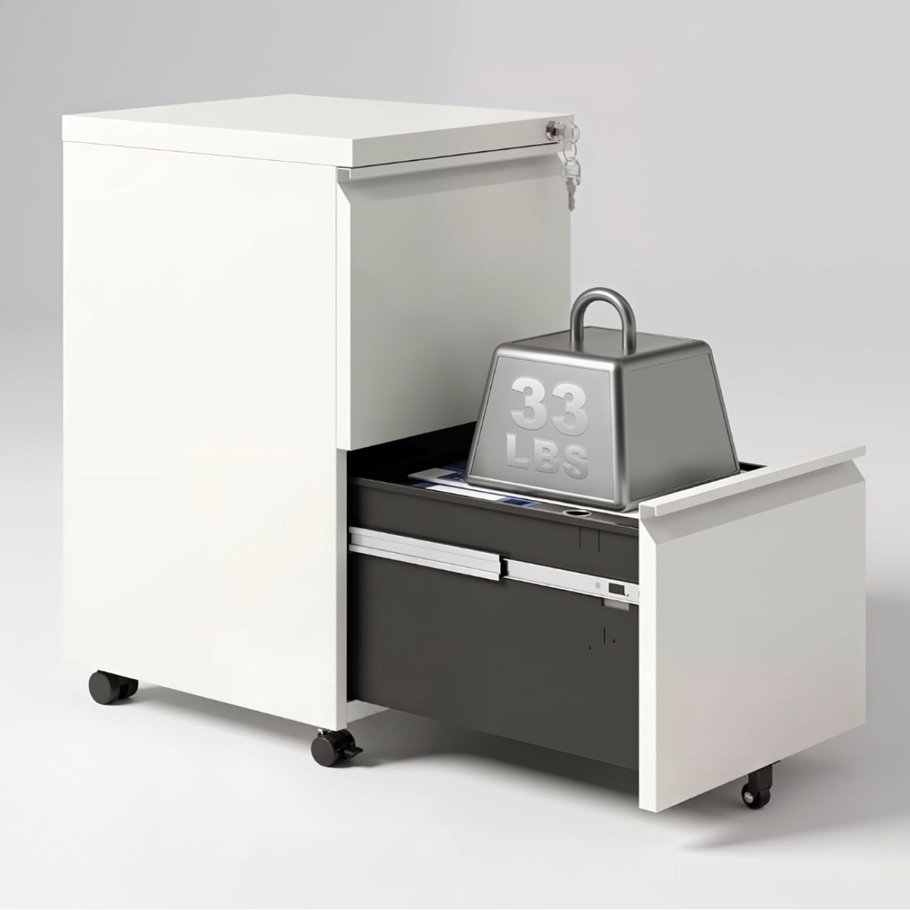 DEVAISE 2 Drawer Mobile File Cabinet with Lock