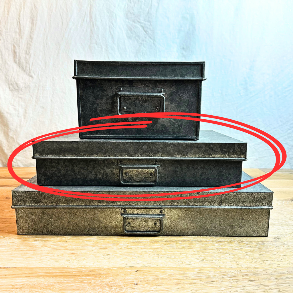Restoration Hardware Industrial Metal Office Storage Document Box - Small
