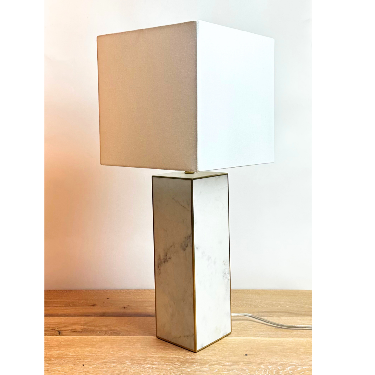 West Elm Square Column Marble Table Lamp