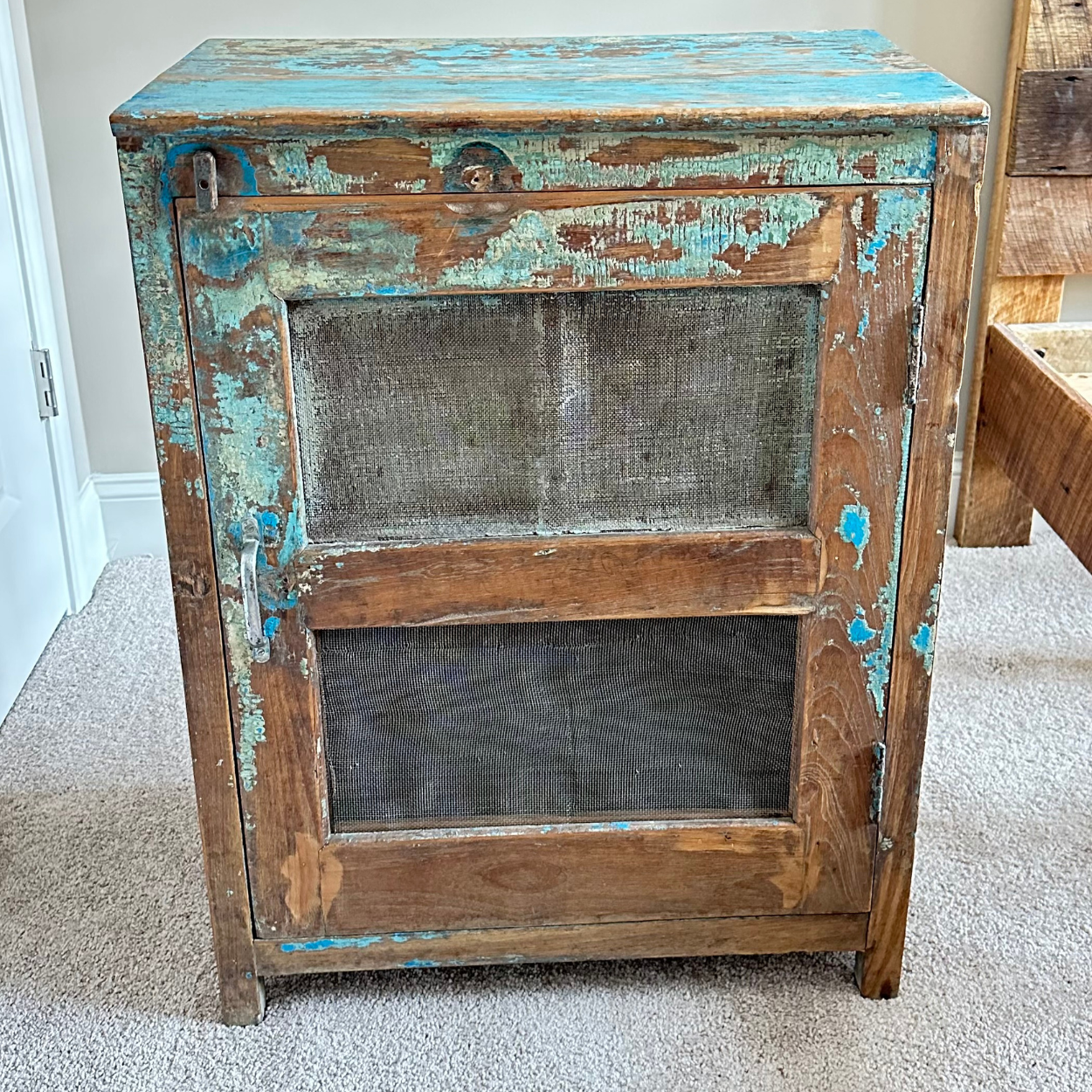 Vintage Rustic One Door Cabinet, Distressed Finish