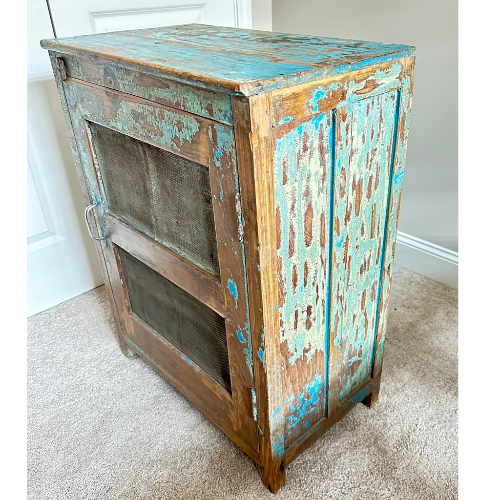 Vintage Rustic One Door Cabinet, Distressed Finish