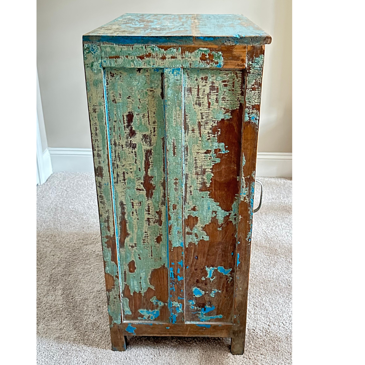 Vintage Rustic One Door Cabinet, Distressed Finish