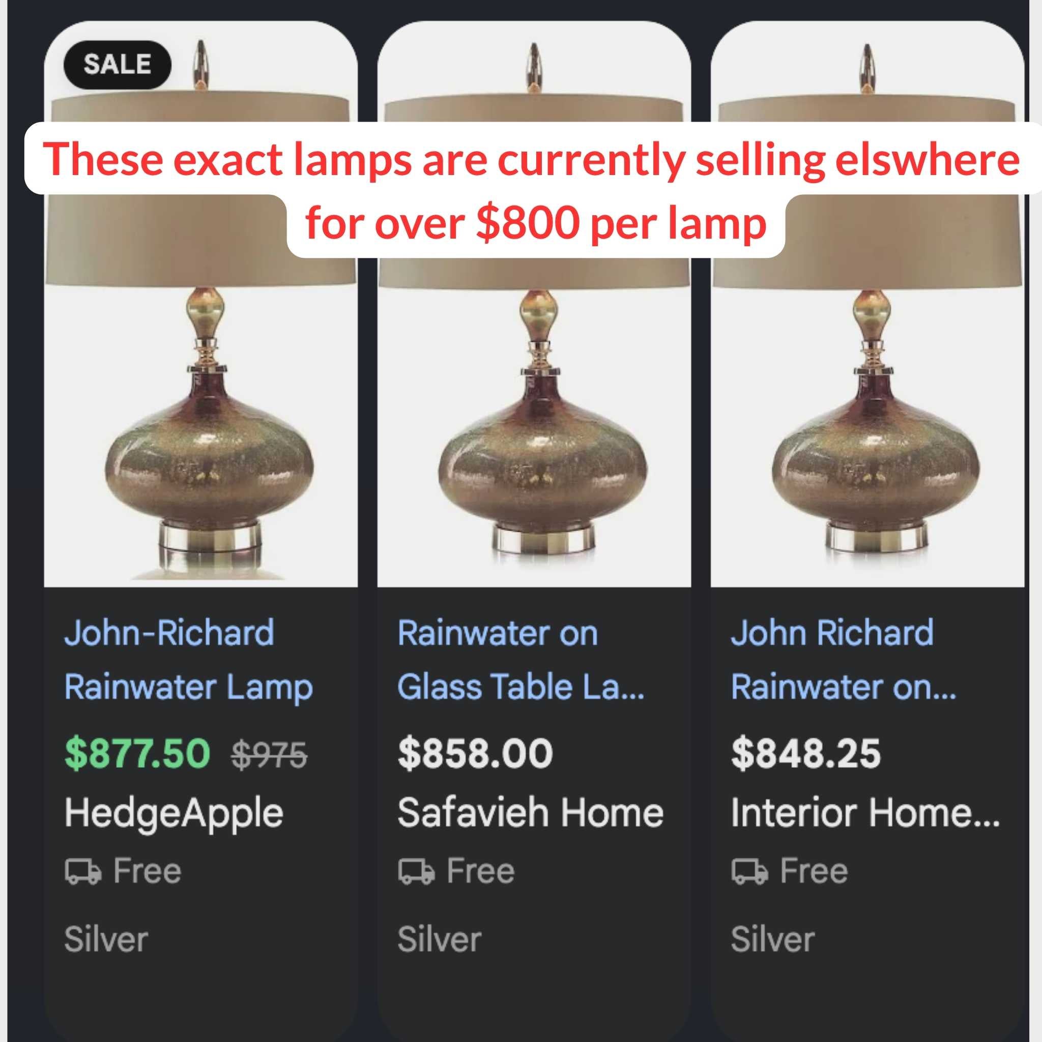 John-Rlchard Collection "Rainwater on Glass" Lamps - Set of 2