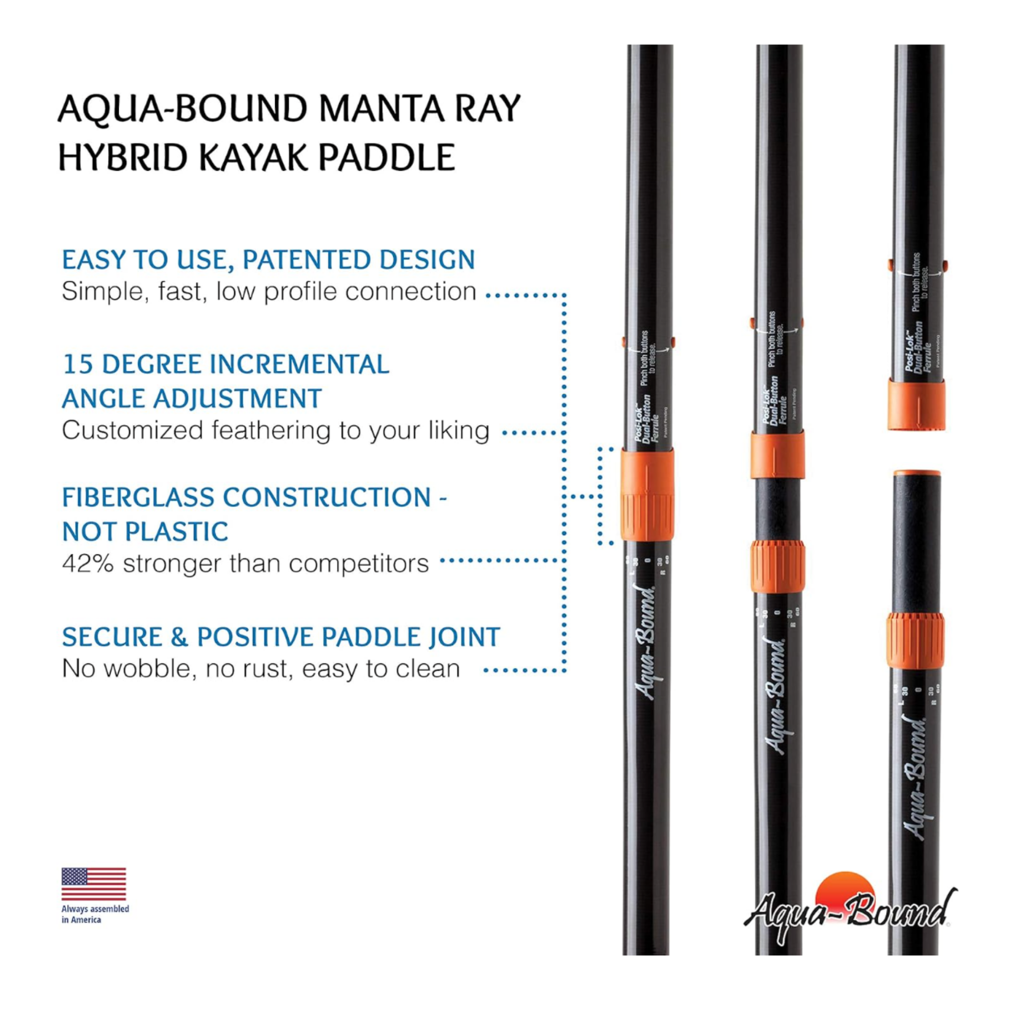 Aqua Bound Mantaray Hybrid White FG Blade/Posi-Lok Carbon Shaft 2pc, White, 220 cm