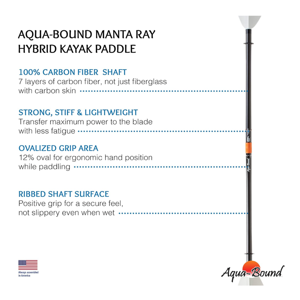 Aqua Bound Mantaray Hybrid White FG Blade/Posi-Lok Carbon Shaft 2pc, White, 220 cm