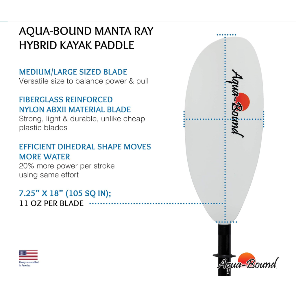 Aqua Bound Mantaray Hybrid White FG Blade/Posi-Lok Carbon Shaft 2pc, White, 220 cm