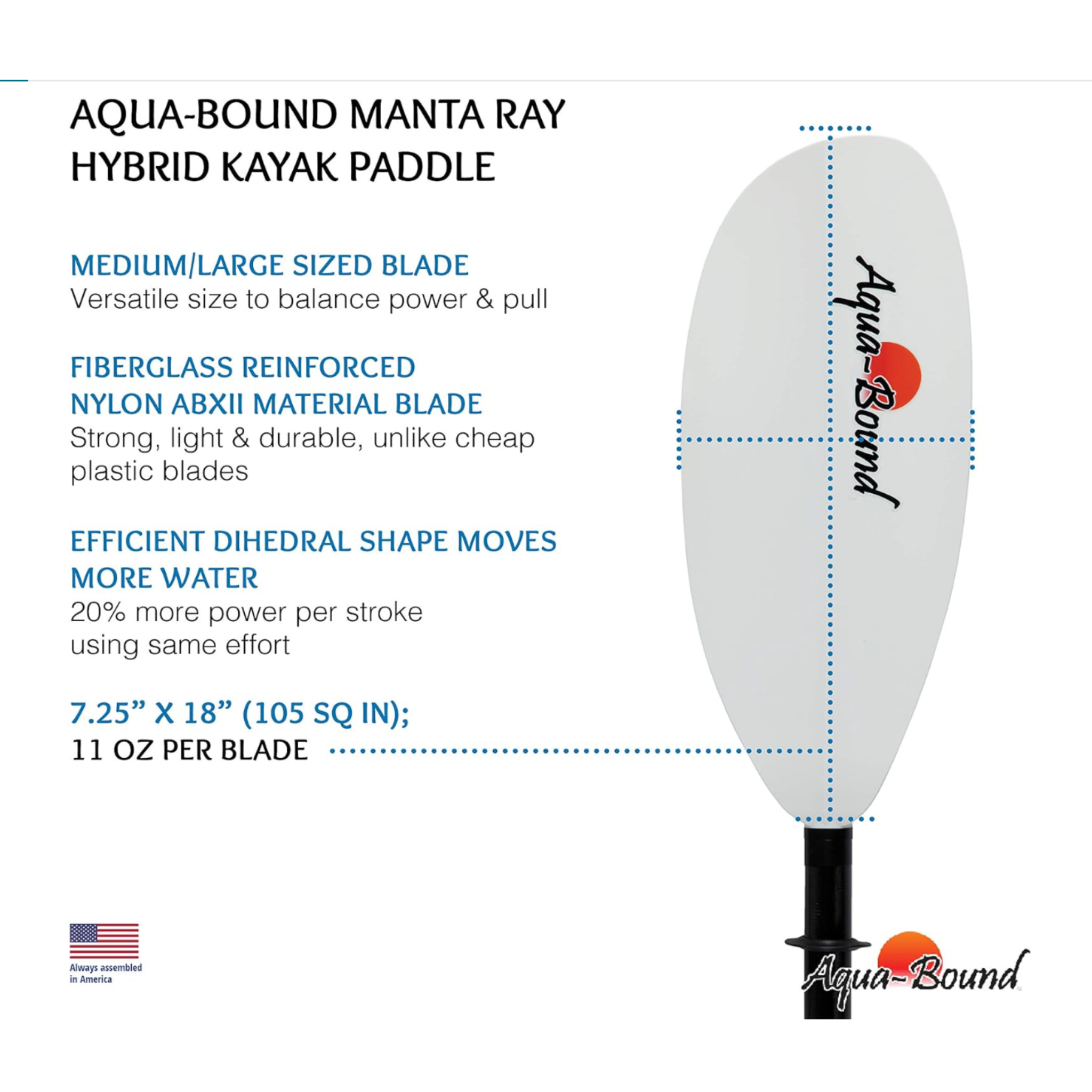 Aqua Bound Mantaray Hybrid White FG Blade/Posi-Lok Carbon Shaft 2pc, White, 220 cm