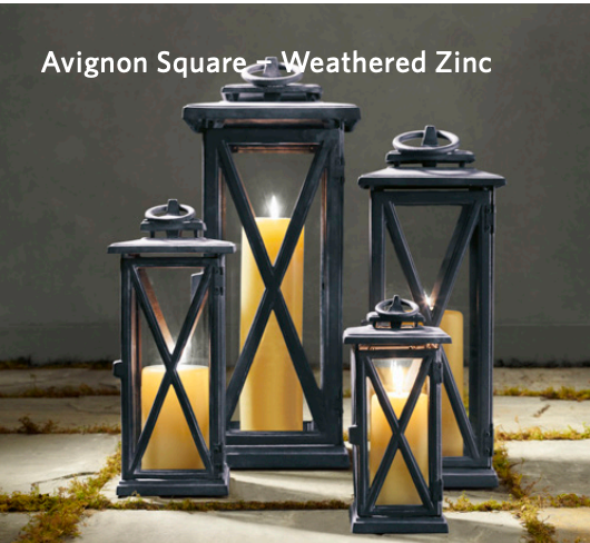 Restoration Hardware Avignon Square Lanterns Weathered Zinc, Medium