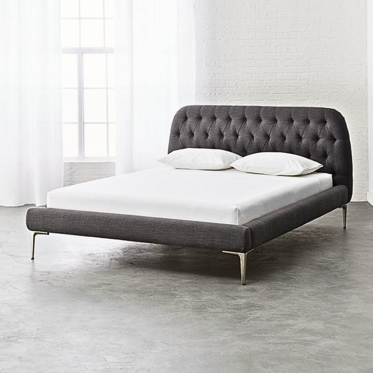 CB2 Seraphina Grey Queen Bed, Armitage Grey